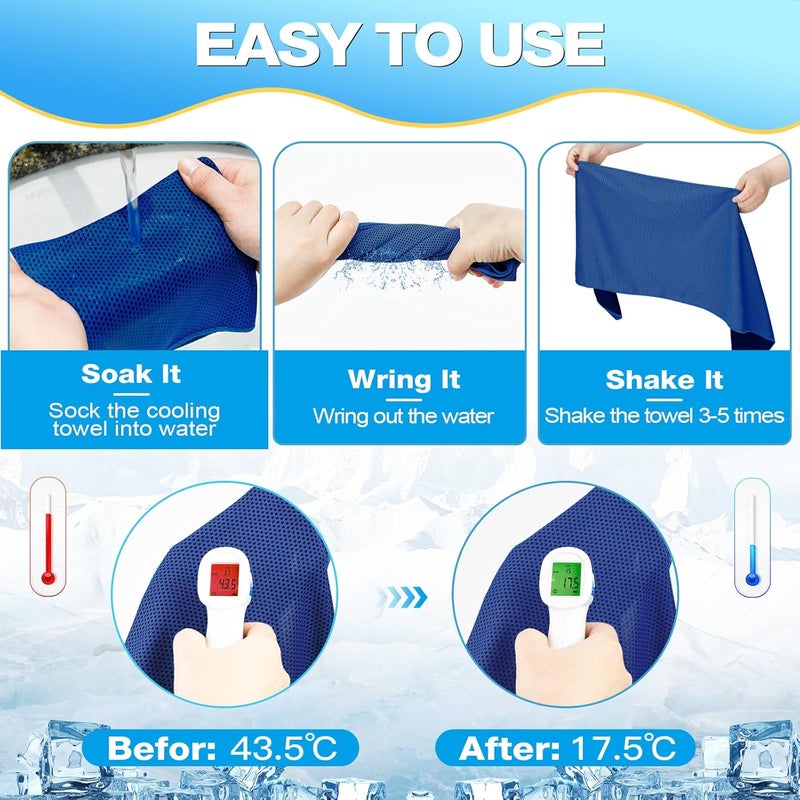 MENOLY 30 Packs Cooling Towels Bulk Cooling Towels for Neck and Face Gym Workout Cooling Neck Rags for Sports Yoga Soft Microfiber Breathable Sweat Rags for Hiking Running Fitness-Dark Blue - Image 4